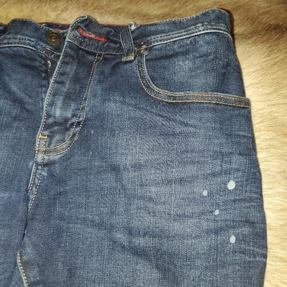 Armani Jeans Mens 32x32(meas 32x32) Blue Denim Jeans Paint Splatter Ripped - Picture 5 of 16